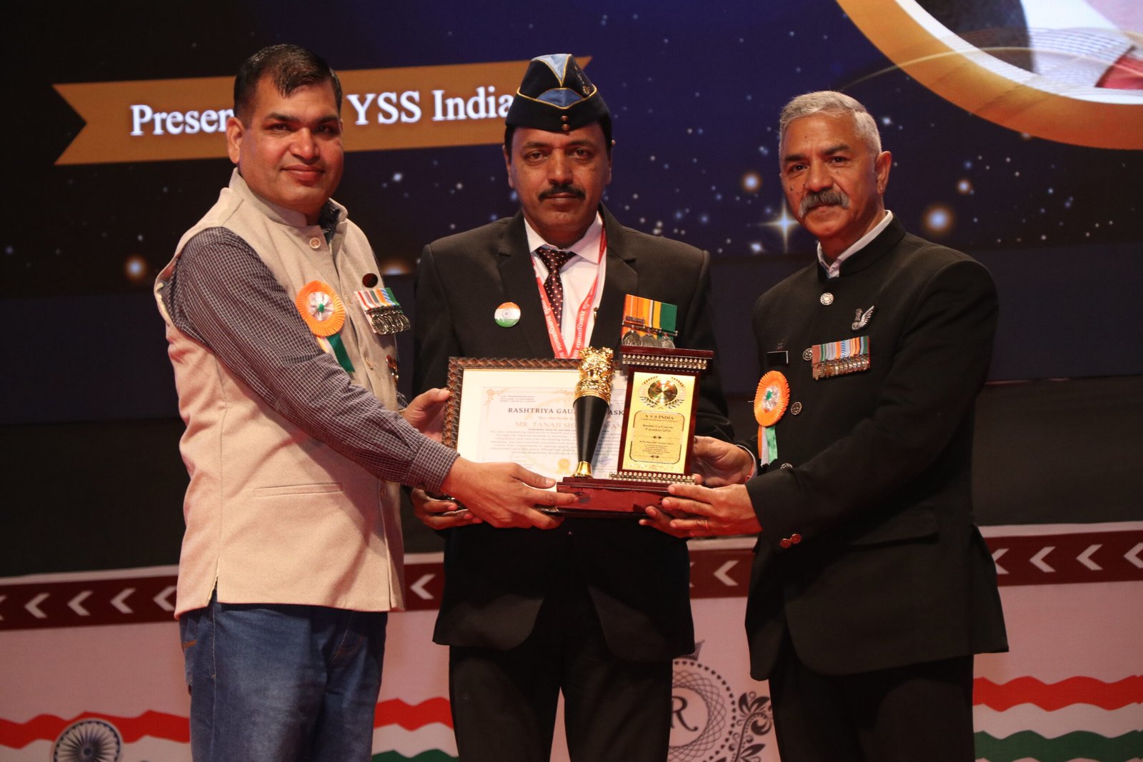 Award presentation at a YSS India ceremony