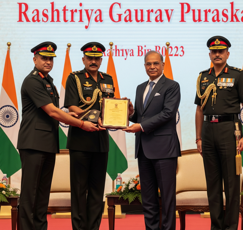 Indian defence officers at a Rashtriya Gaurav Puraskar ceremony